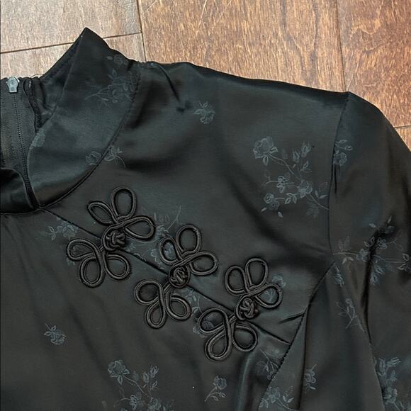 Vintage Roberta Qipao Black Mini Dress, Looks Great on! Size Medium - Picture 4 of 12